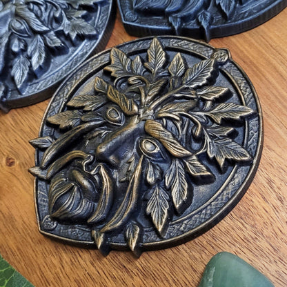 Green Man Resin Altar Tile