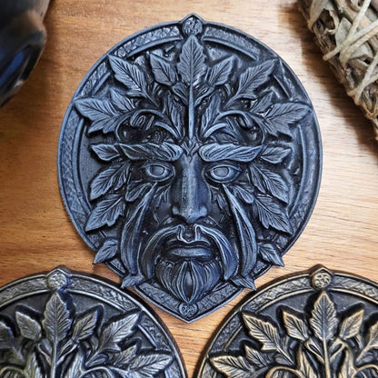 Green Man Resin Altar Tile