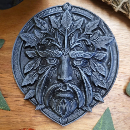 Green Man Resin Altar Tile