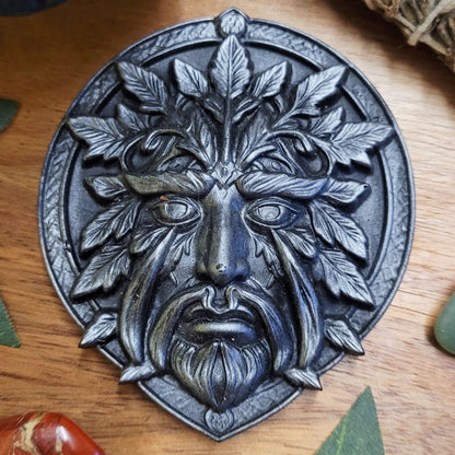 Green Man Resin Altar Tile