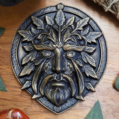 Green Man Resin Altar Tile