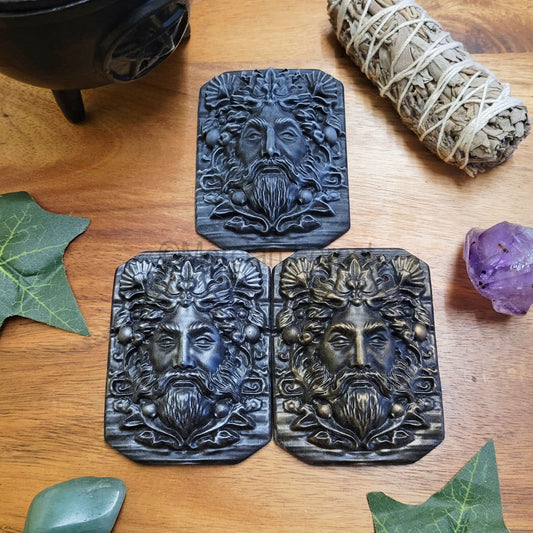 Green Man Resin Altar Tile