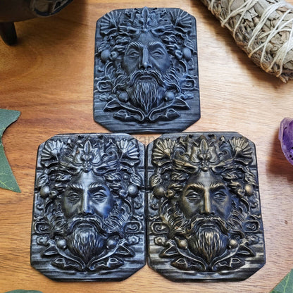 Green Man Resin Altar Tile