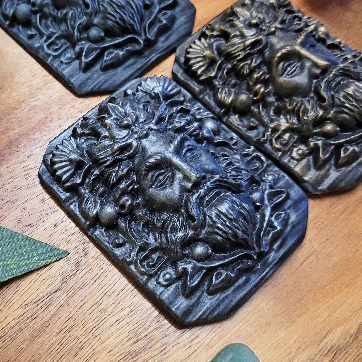 Green Man Resin Altar Tile