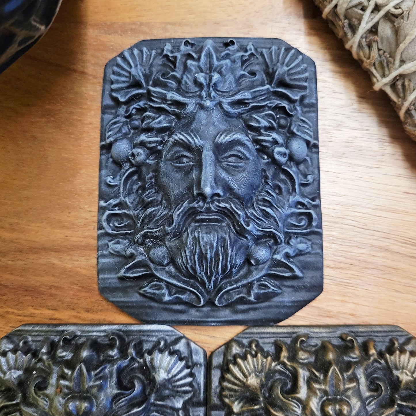 Green Man Resin Altar Tile