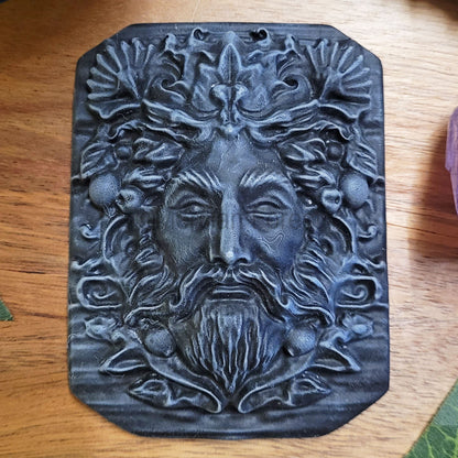 Green Man Resin Altar Tile