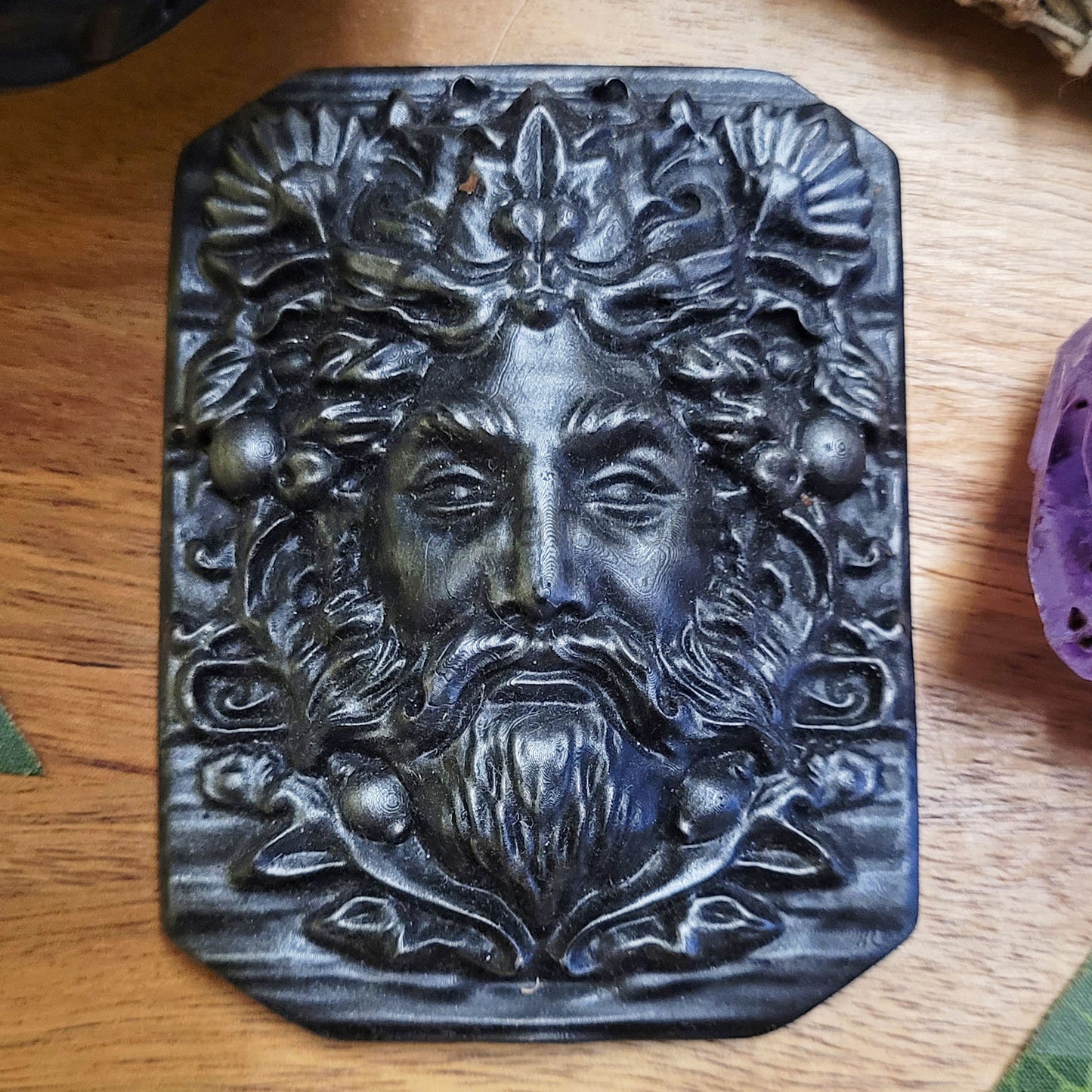 Green Man Resin Altar Tile