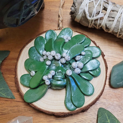 Green Woman of Winter Wall Hanging with Mistletoe