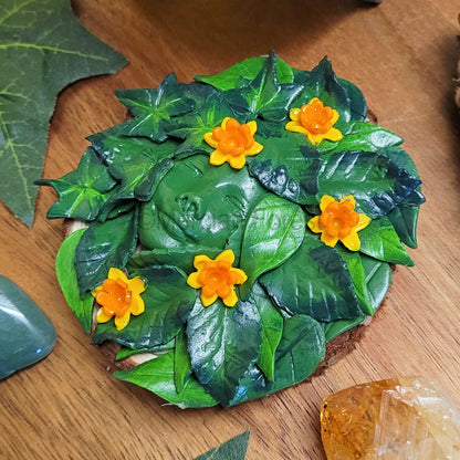 Greenwoman Ostara Altar Tile with Daffodils