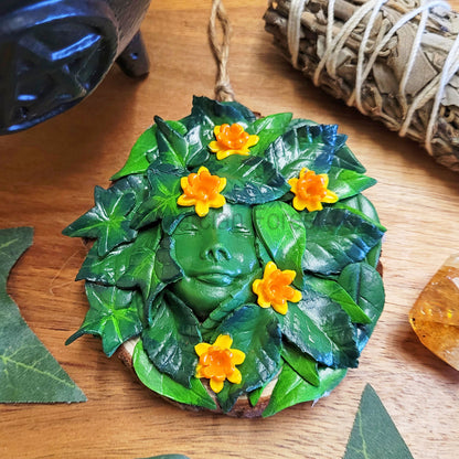 Greenwoman Ostara Wall Hanging with Daffodils