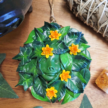 Greenwoman Ostara Wall Hanging with Daffodils