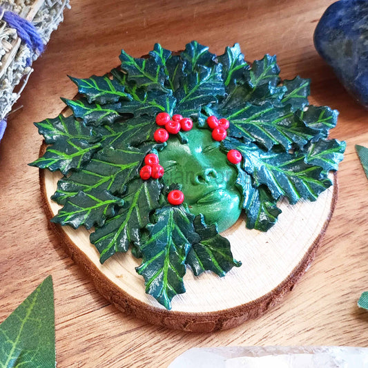 Holly Queen Greenwoman of Winter Altar Tile