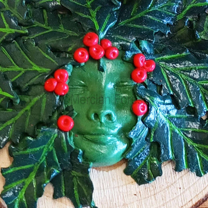 Holly Queen Greenwoman of Winter Altar Tile