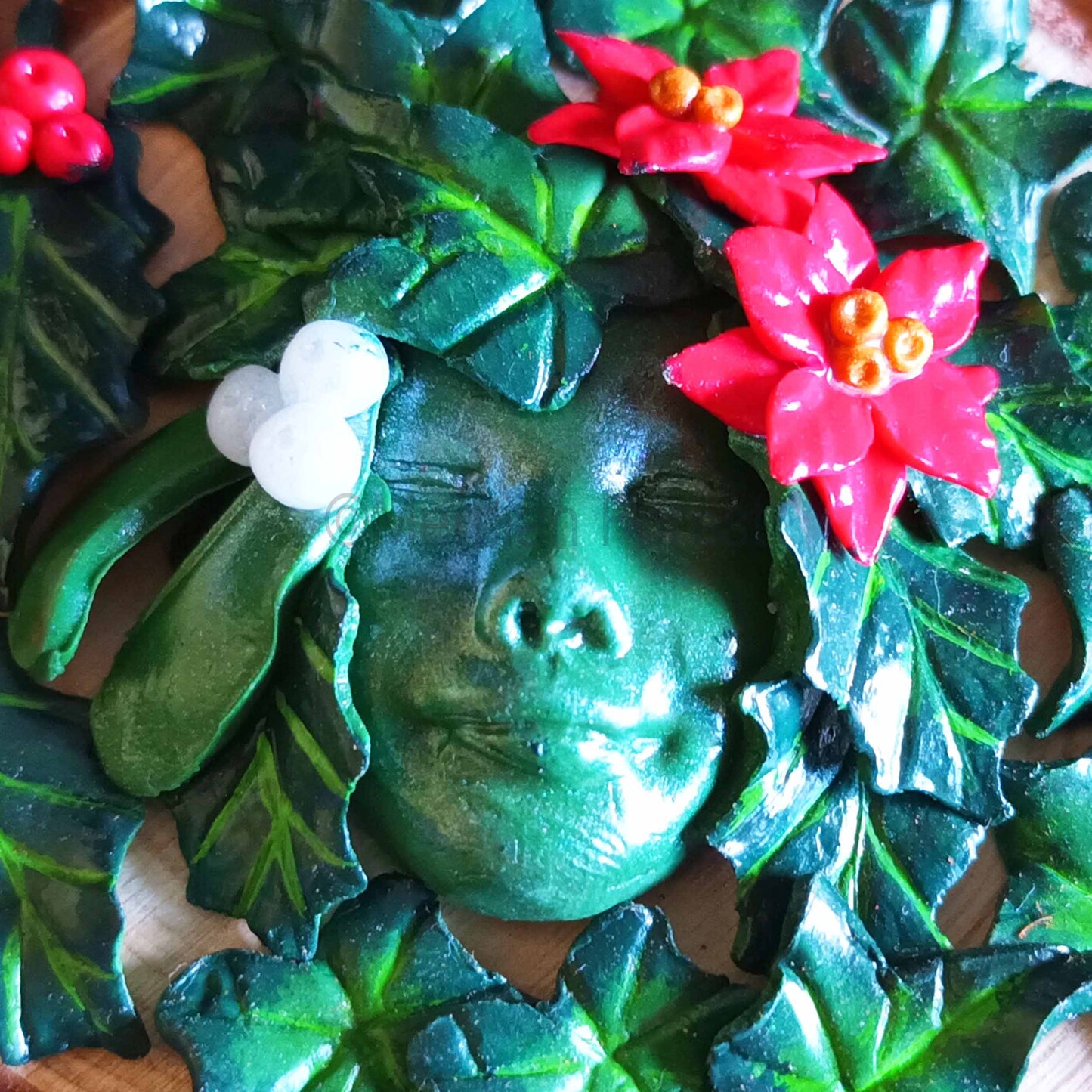 Yule Goddess Greenwoman of Winter Altar Tile