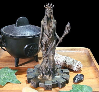 Hecate Statue Figurine in Bronze Effect