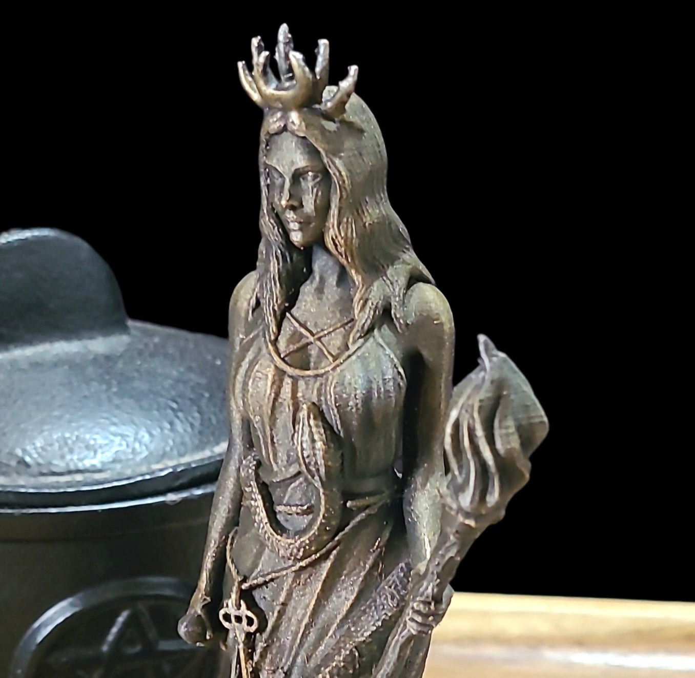 Hecate Statue Figurine in Bronze Effect