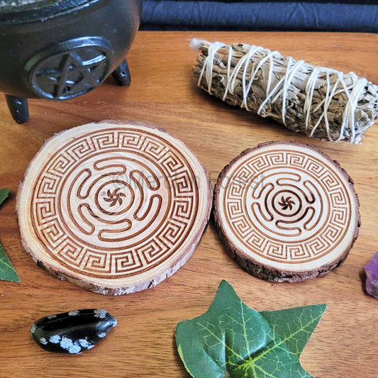 Hecate Hekate's Wheel Wooden Altar Tile