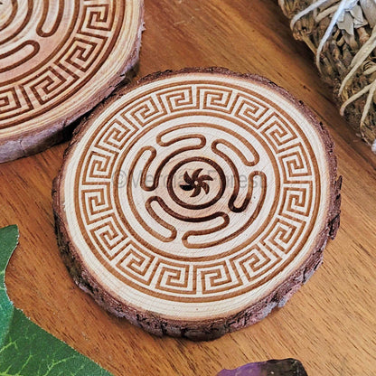 Hecate Hekate's Wheel Wooden Altar Tile