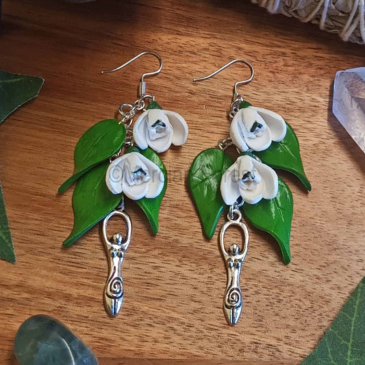 Imbolc Goddess Snowdrop Earrings