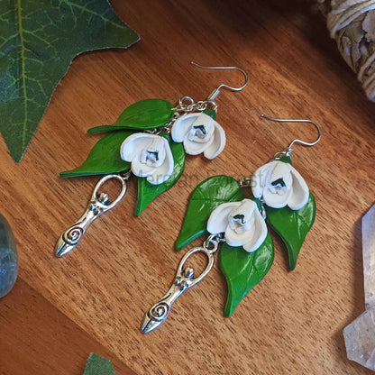 Imbolc Goddess Snowdrop Earrings