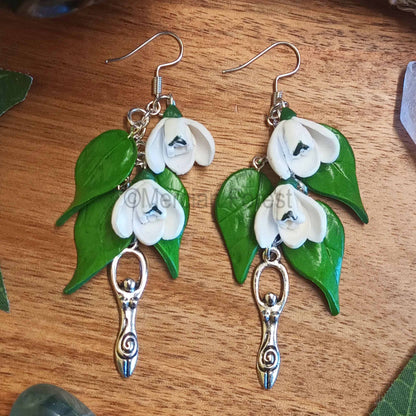 Imbolc Goddess Snowdrop Earrings