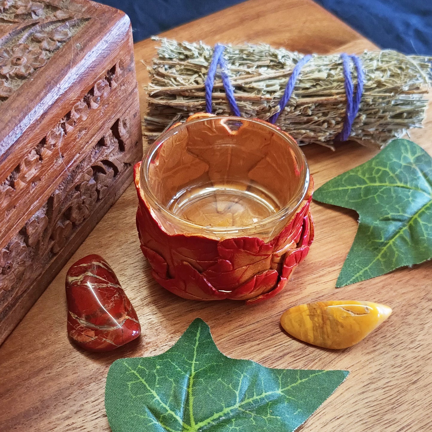 Ivy Altar Candle Tealight Holder in Autumnal Colours