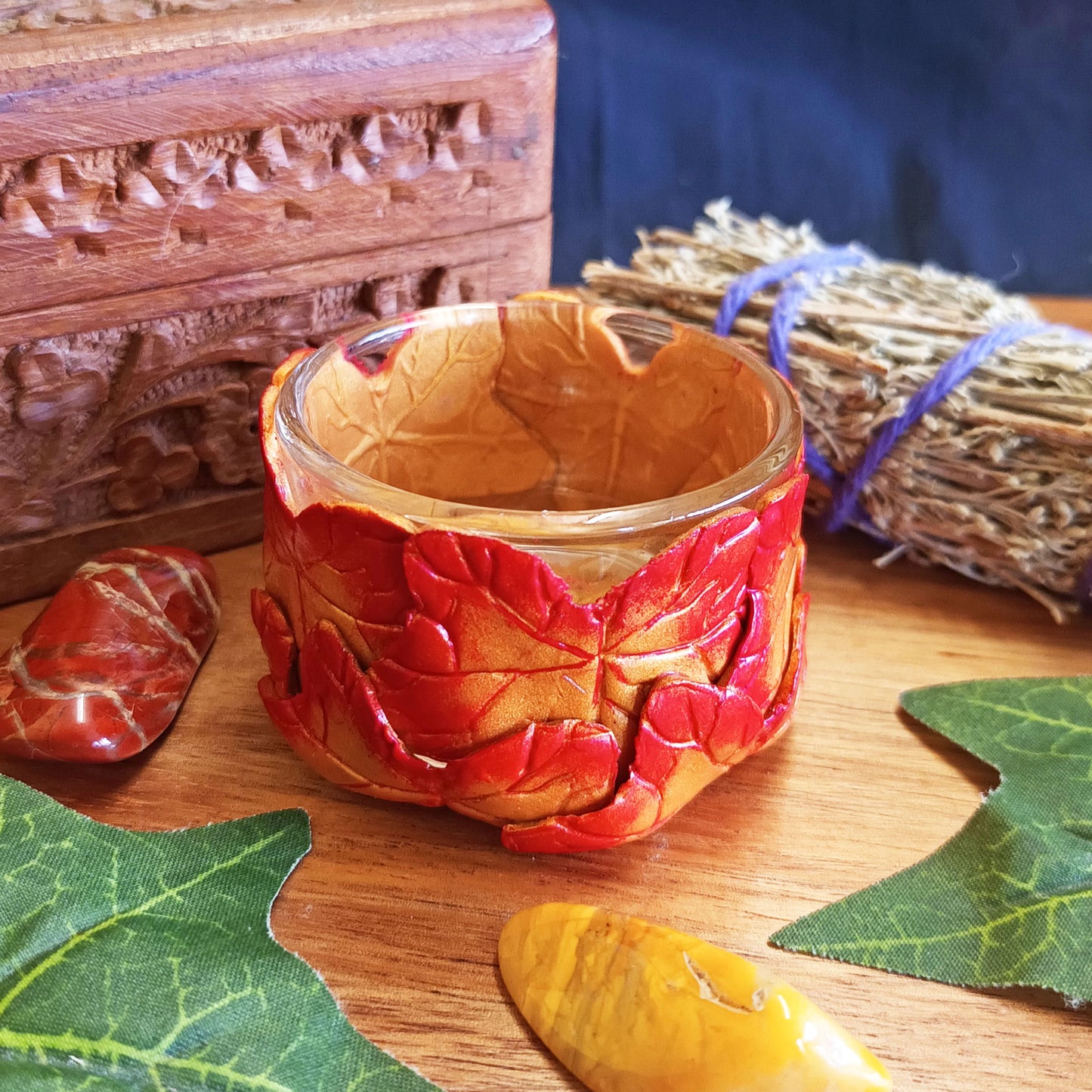 Ivy Altar Candle Tealight Holder in Autumnal Colours