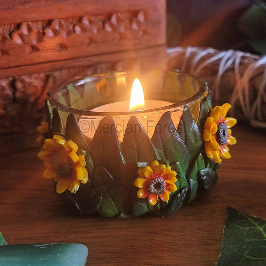 Sunflower Litha Altar Candle Tealight Holder