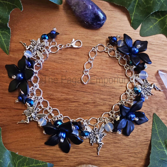 Midnight Fairy Charm Bracelet in Blue