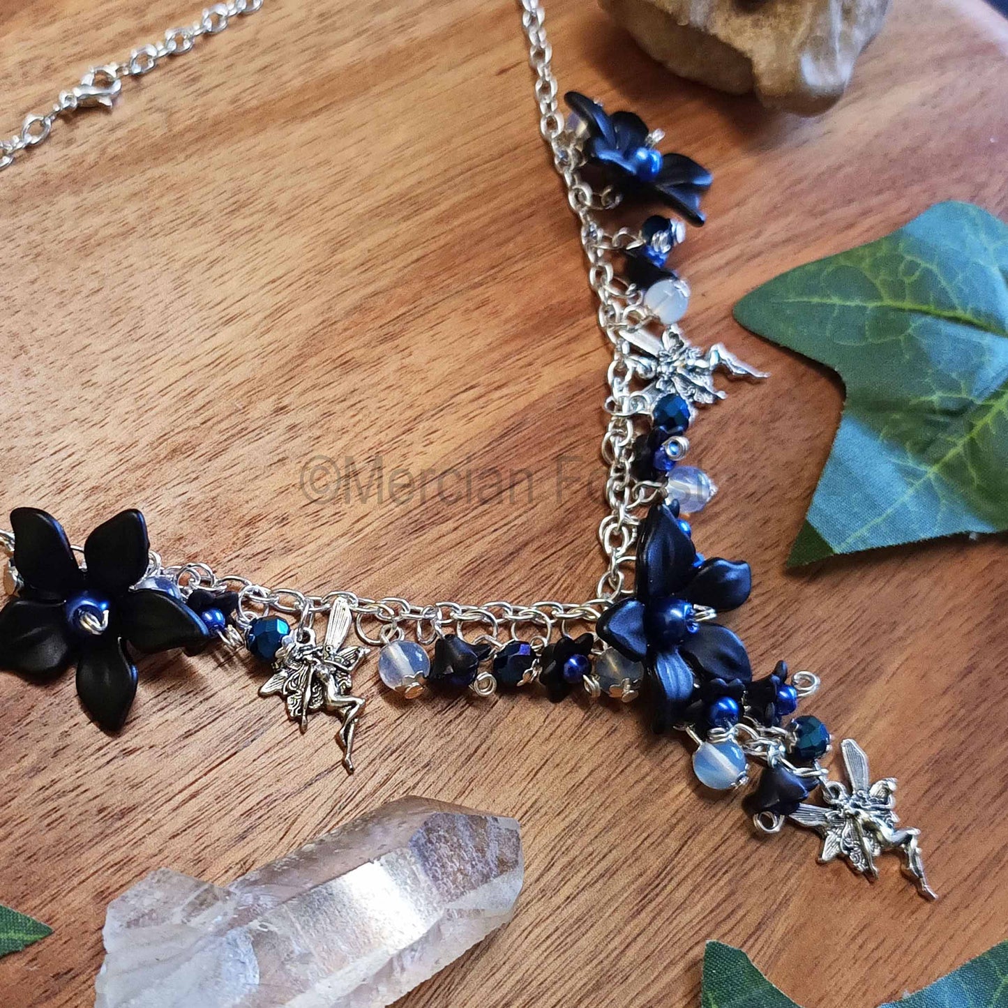 Midnight Fairy Lariat Necklace in Blue