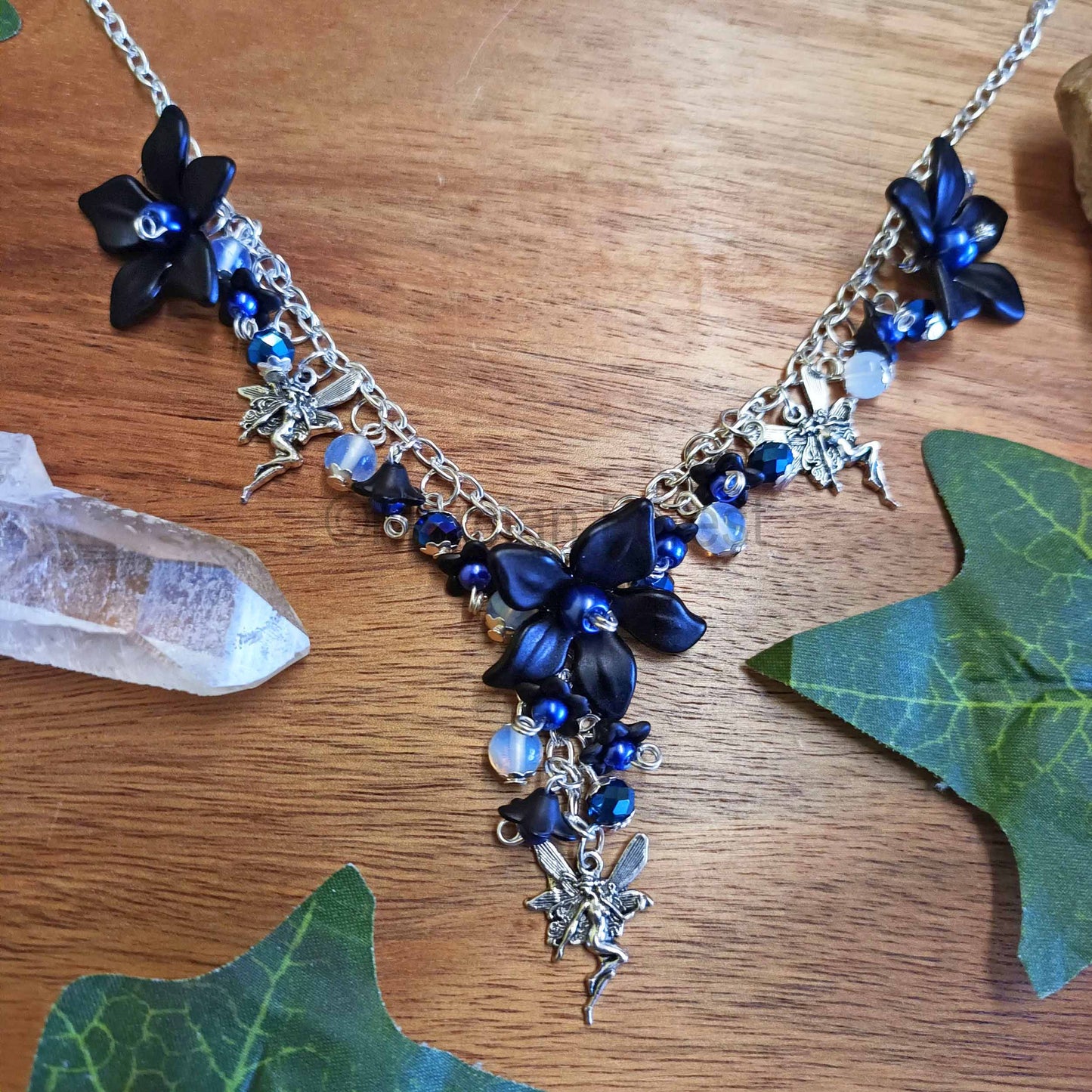 Midnight Fairy Lariat Necklace in Blue