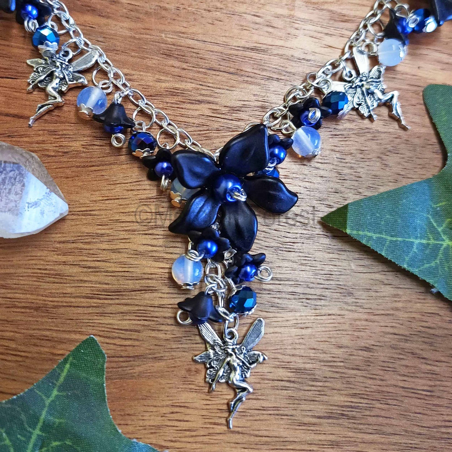 Midnight Fairy Lariat Necklace in Blue