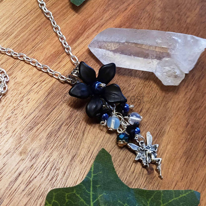 Midnight Fairy Pendant Necklace in Blue