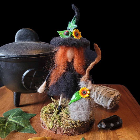 Little Sister Small Needle Felted Witch Decoration Ready Made
