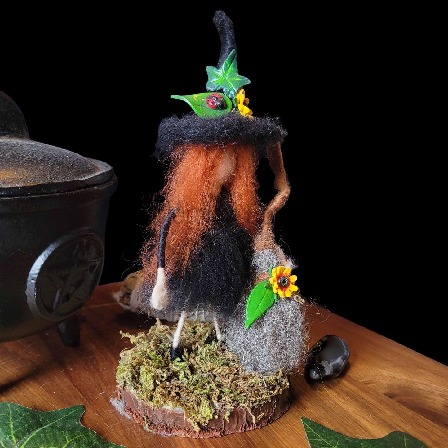 Little Sister Small Needle Felted Witch Decoration Ready Made