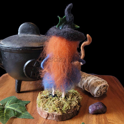 Little Sister Small Needle Felted Witch Decoration