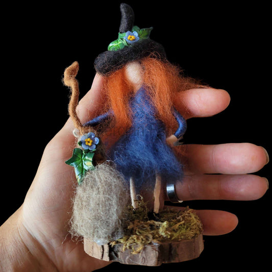 Little Sister Small Needle Felted Witch Decoration Ready Made