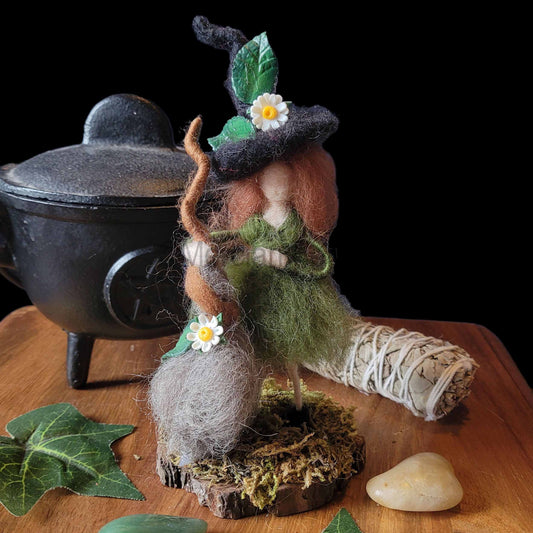 Little Sister Small Needle Felted Witch Decoration Ready Made