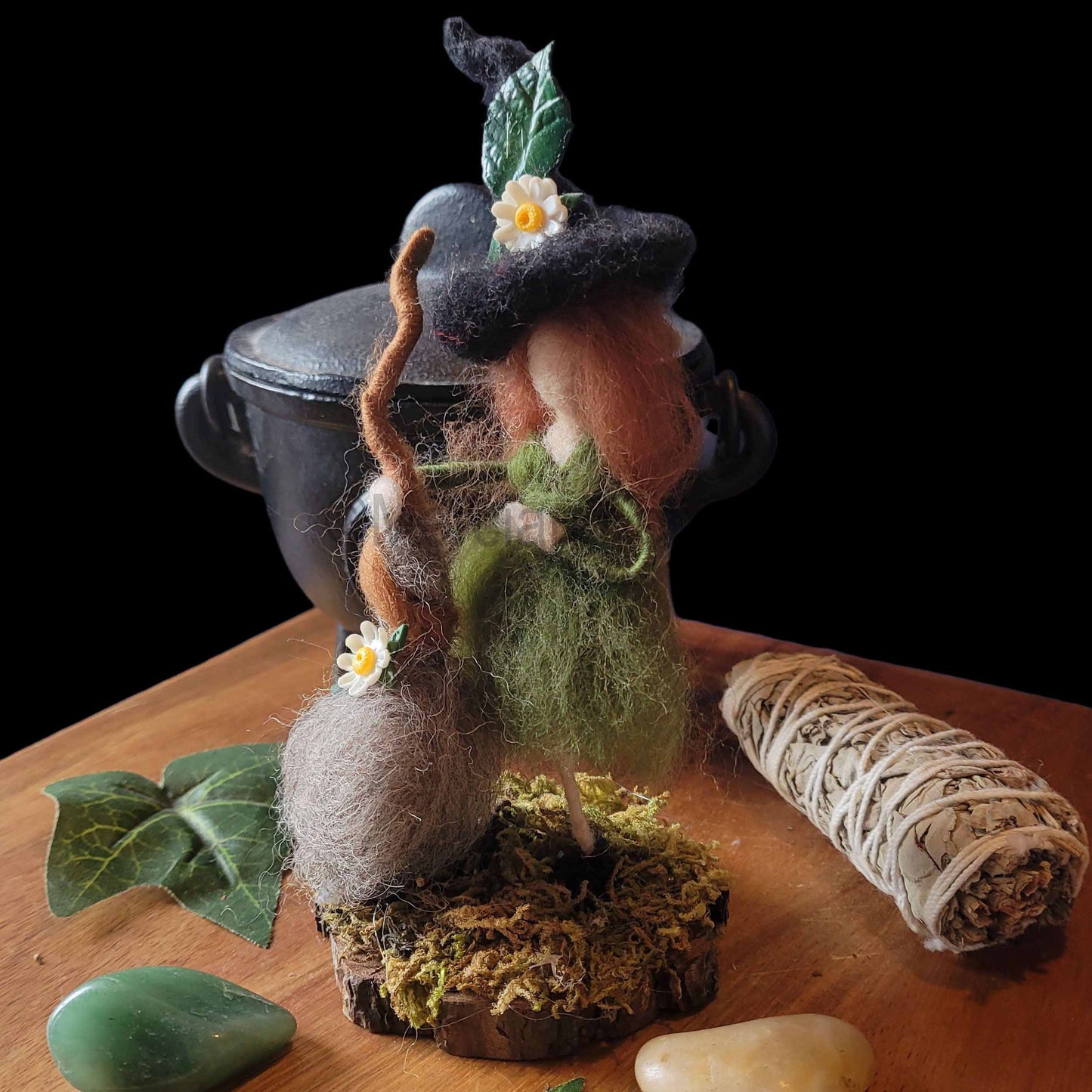 Little Sister Small Needle Felted Witch Decoration Ready Made