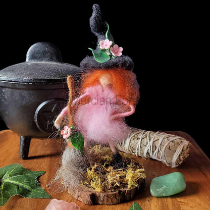 Little Sister Small Needle Felted Witch Decoration Ready Made