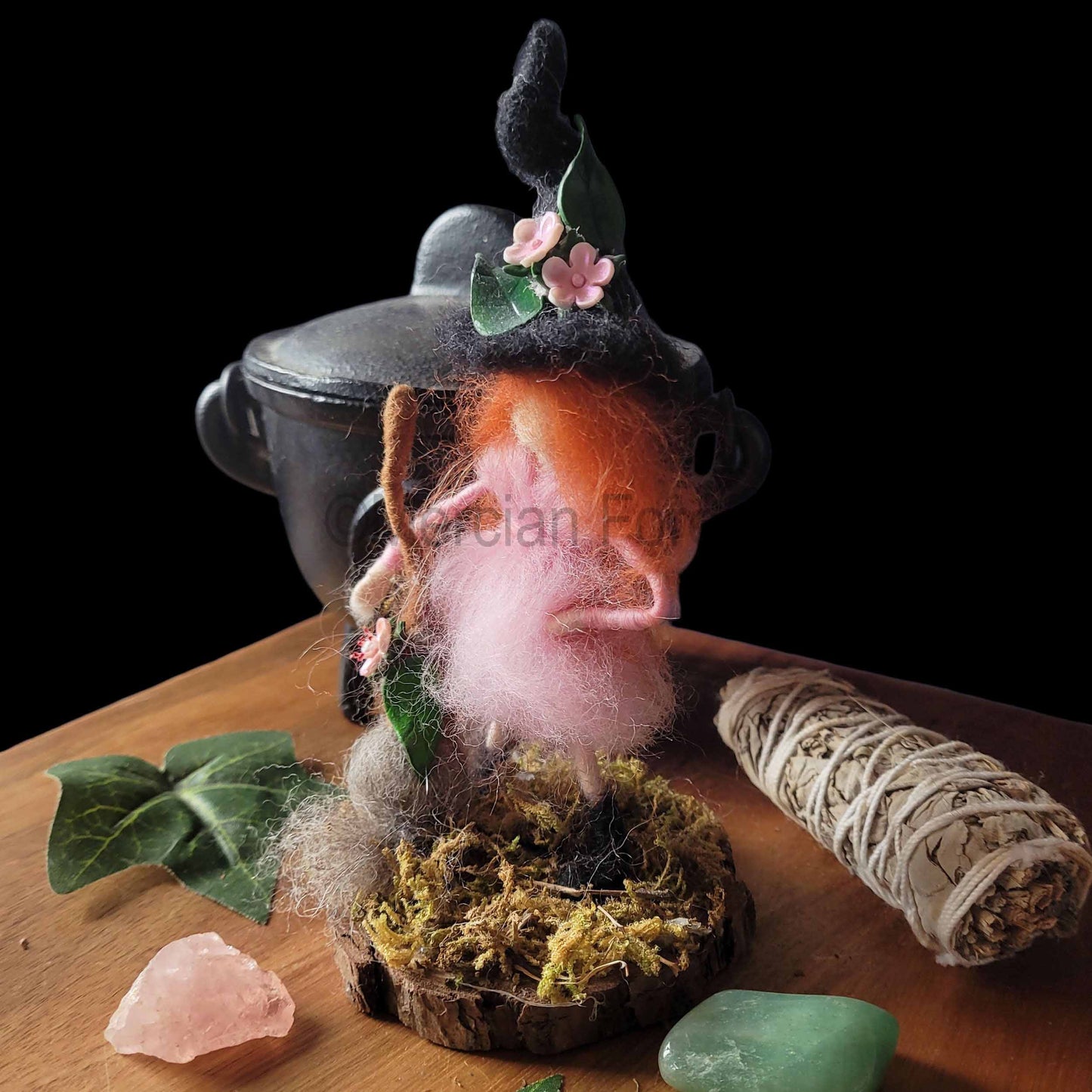 Little Sister Small Needle Felted Witch Decoration Ready Made