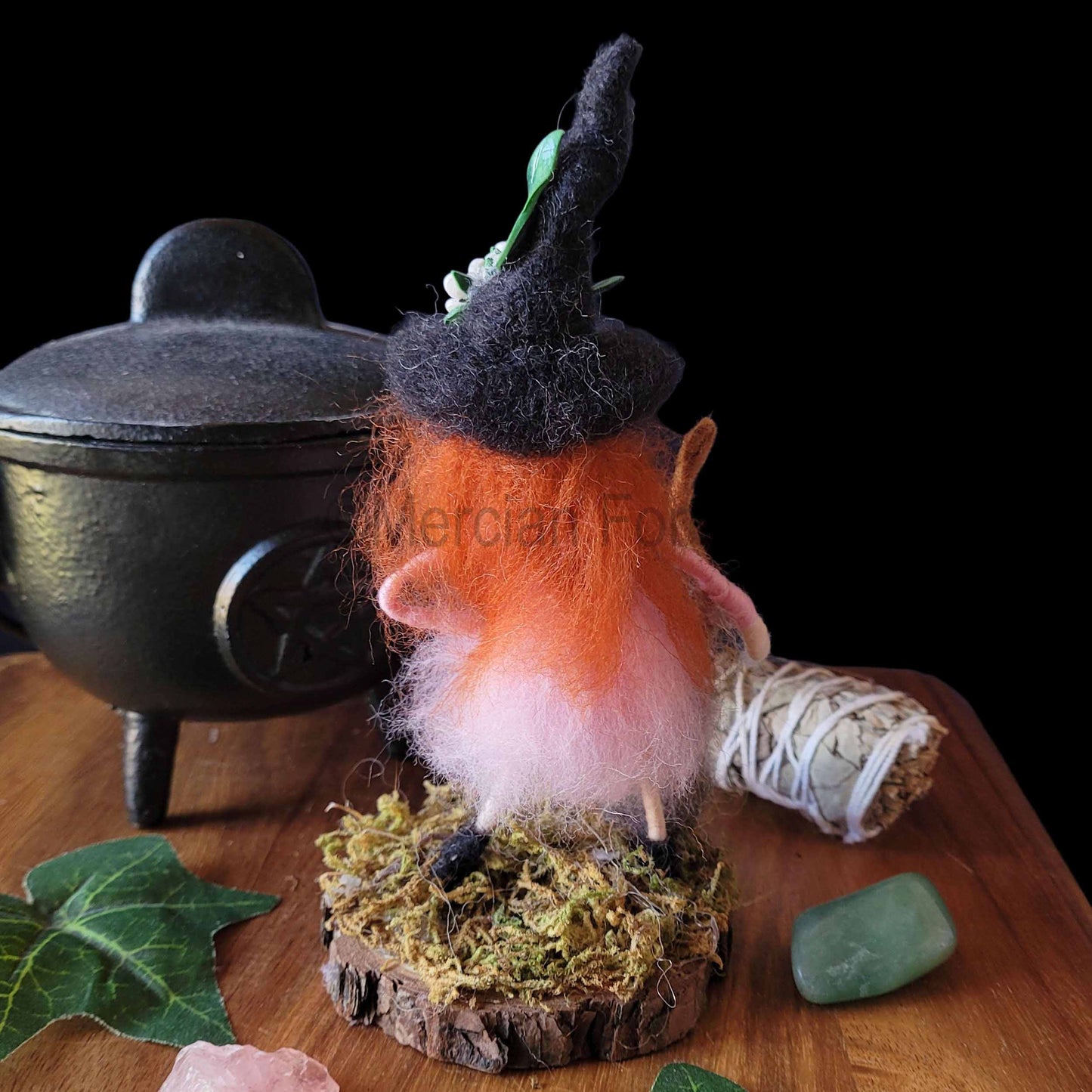 Little Sister Small Needle Felted Witch Decoration Ready Made