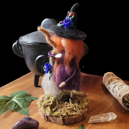 Little Sister Small Needle Felted Witch Decoration Ready Made