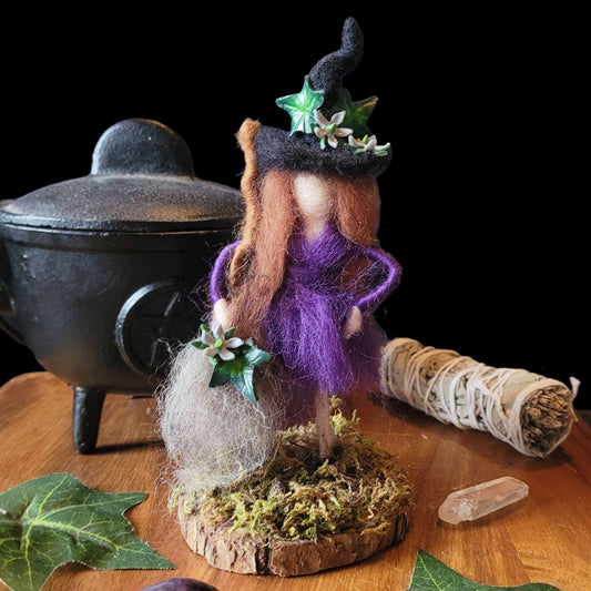 Little Sister Small Needle Felted Witch Decoration Ready Made