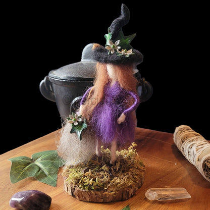 Little Sister Small Needle Felted Witch Decoration
