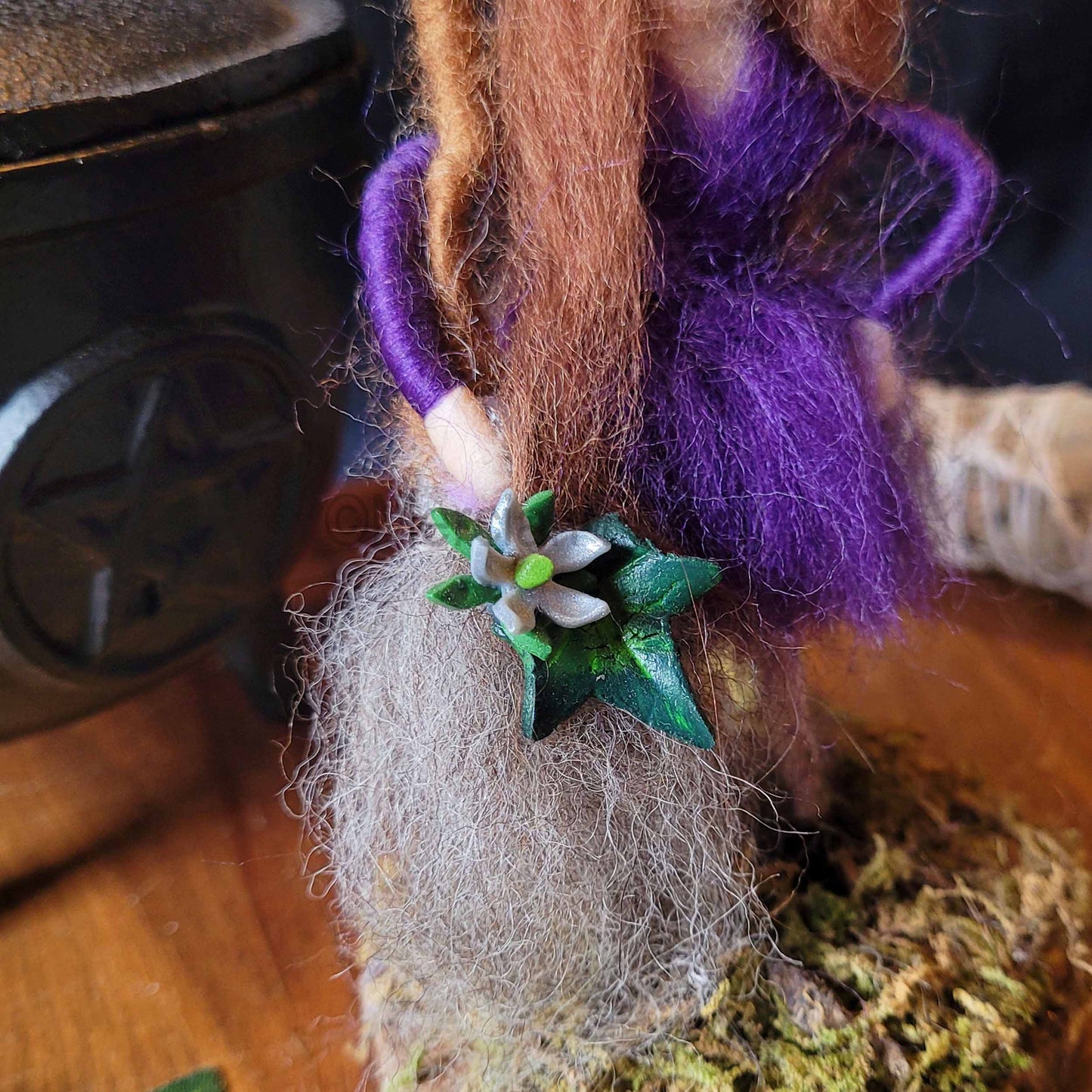 Little Sister Small Needle Felted Witch Decoration
