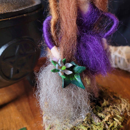 Little Sister Small Needle Felted Witch Decoration