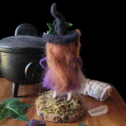 Little Sister Small Needle Felted Witch Decoration