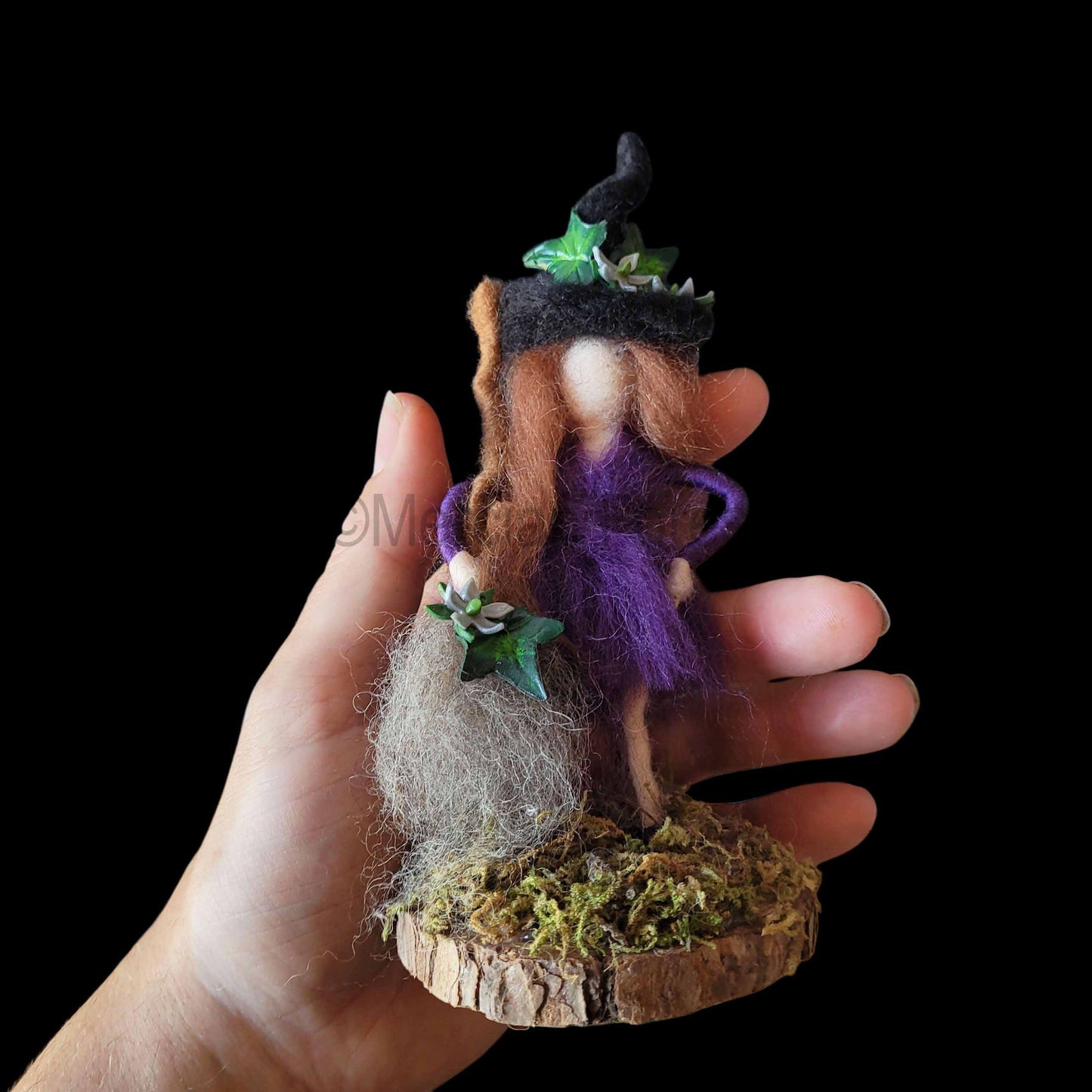 Little Sister Small Needle Felted Witch Decoration