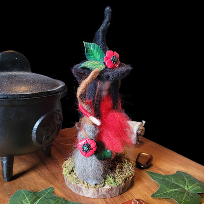 Little Sister Small Needle Felted Witch Decoration